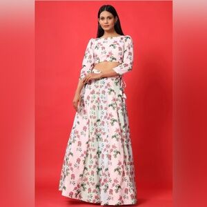 Floral Crop Top and Skirt Set